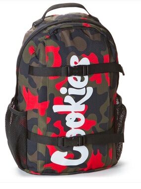 Cookies RipStop Nylon Smell Proof Backpack, Red/Green Camo, NWT!